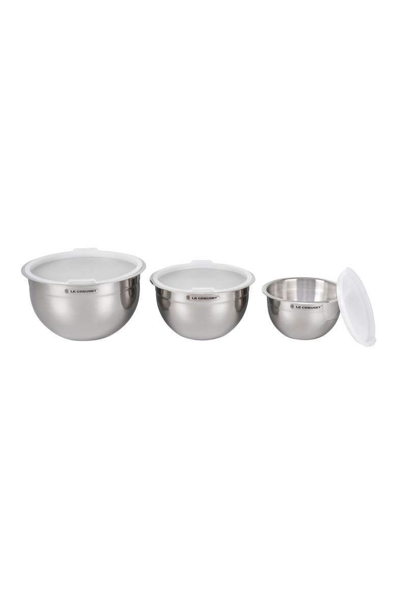 Set of 3 Stainless Steel Nested Mixing Bowls, Alternate, color, STAINLESS STEEL
