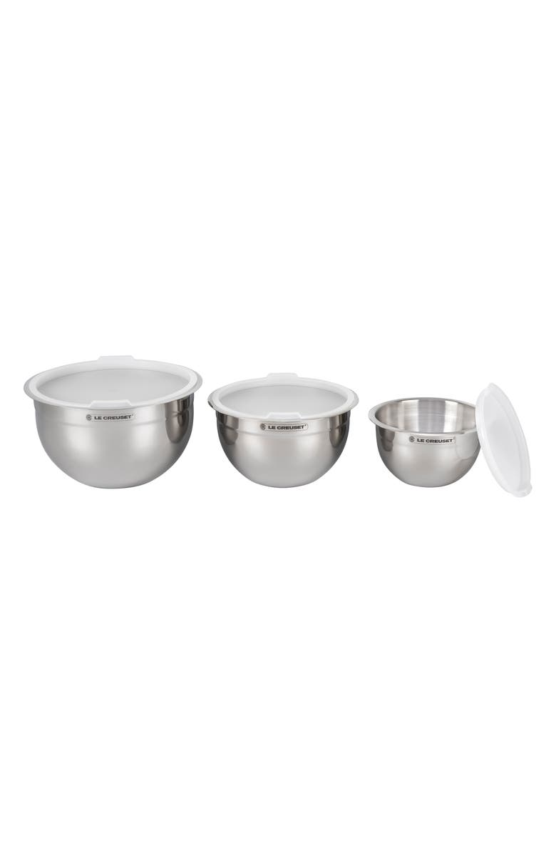 Le Creuset Set of 3 Stainless Steel Nested Mixing Bowls, Alternate, color, Stainless Steel