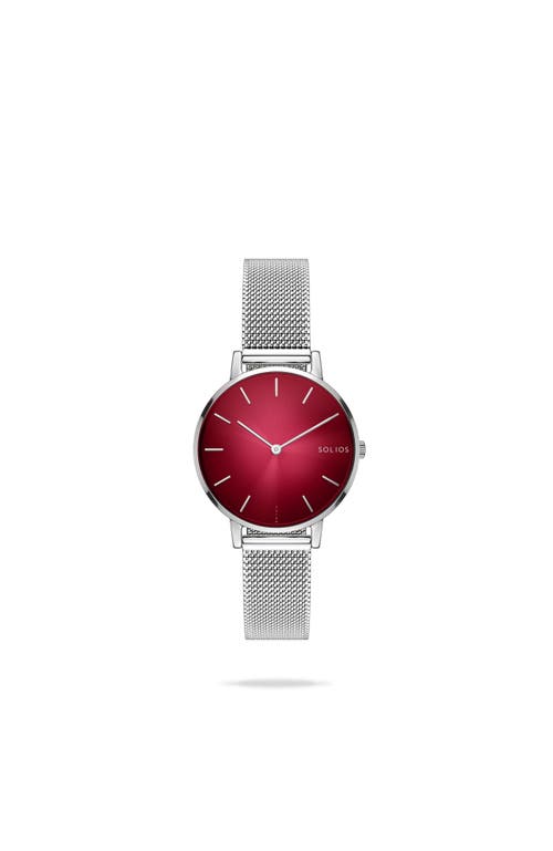 Solios Watches The Solar Mini | Red Dial In Silver Mesh Metal
