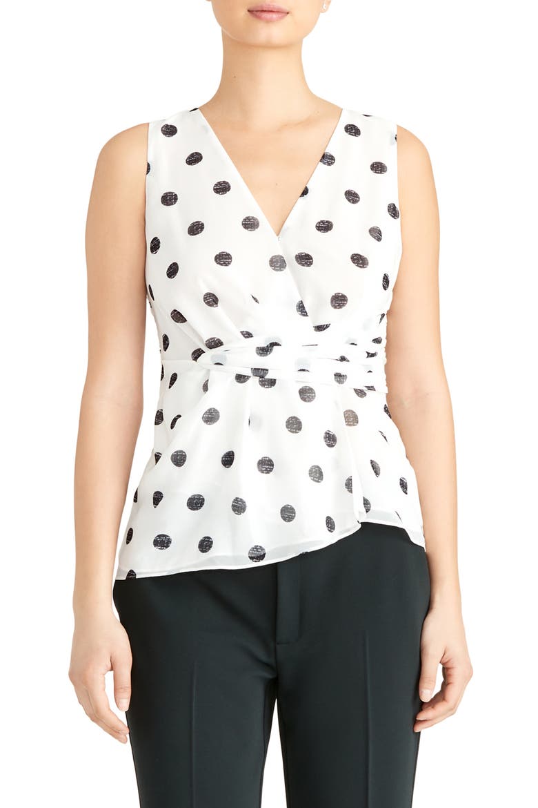 Twist Front Polka Dot Tank, Main, color, IVORY COMBO