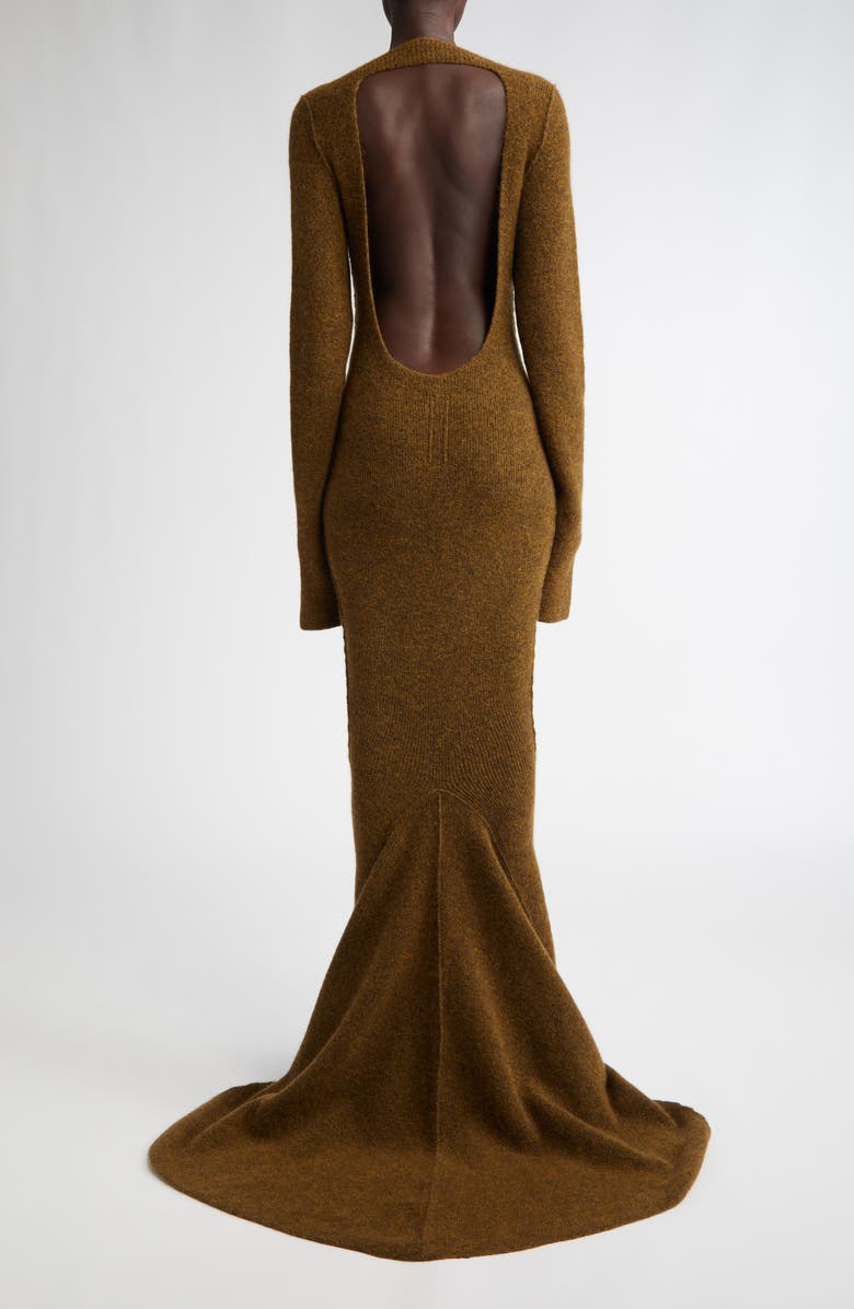 Rick Owens Luna Long Sleeve Open Back Brushed Sweater Dress, Alternate, color, 