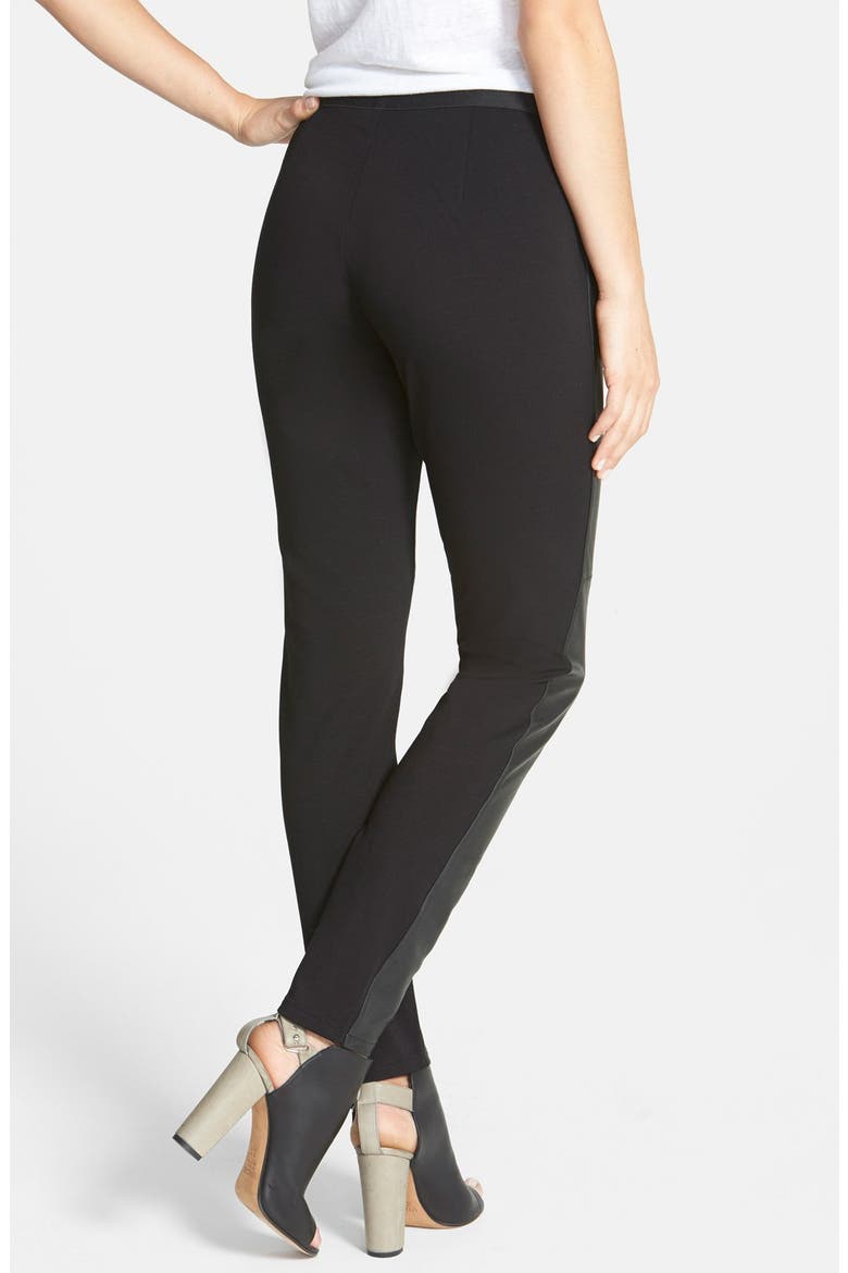 The Fisher Project Leather Trimmed Leggings, Alternate, color, Black