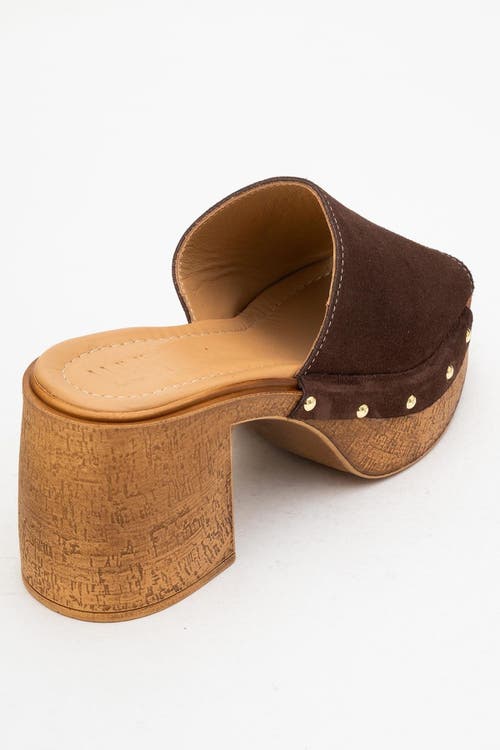 Forever & Always Shoes Pull Leather Platform Mules In Brown