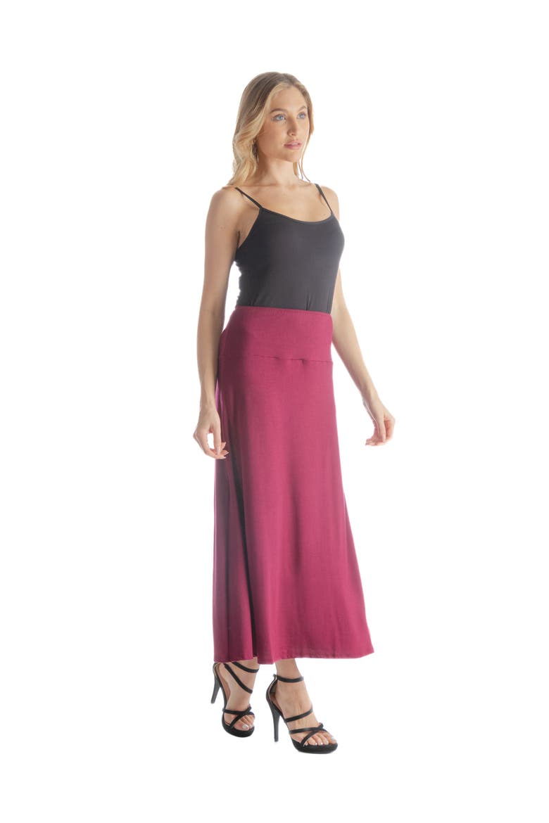 Petite Elastic Waist Maxi Skirt, Alternate, color, Wine