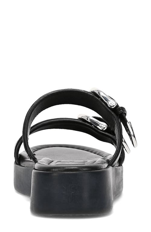 Frye Maya Buckle Platform Slide Sandal In Black