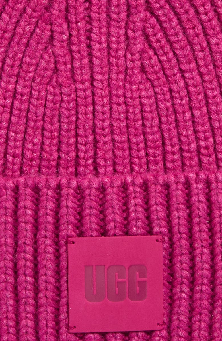 UGG<sup>®</sup> Chunky Ribbed Beanie, Alternate, color, Chroma Pink