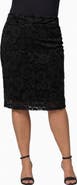24seven Comfort Apparel 24seven Comfort Elevate Curvy Lace Elastic Waist and Knee Length Pencil Skirt