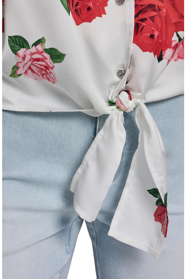 Rose Tie Front Button-Up Shirt, Alternate, color, CORNELIA ROSE/ SFT WHT MULTI