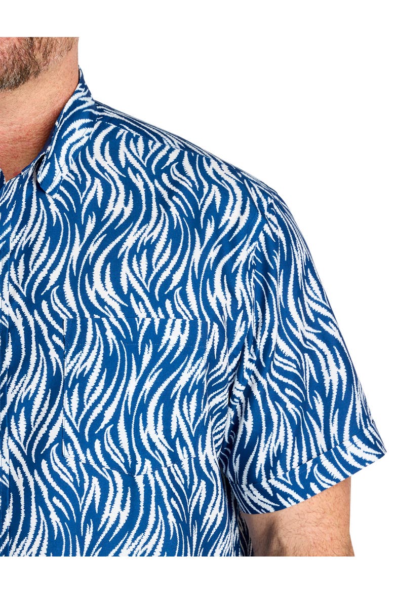 Big & Tall Microfiber Abstract Wave Print Sport Shirt, Alternate, color, NAVY