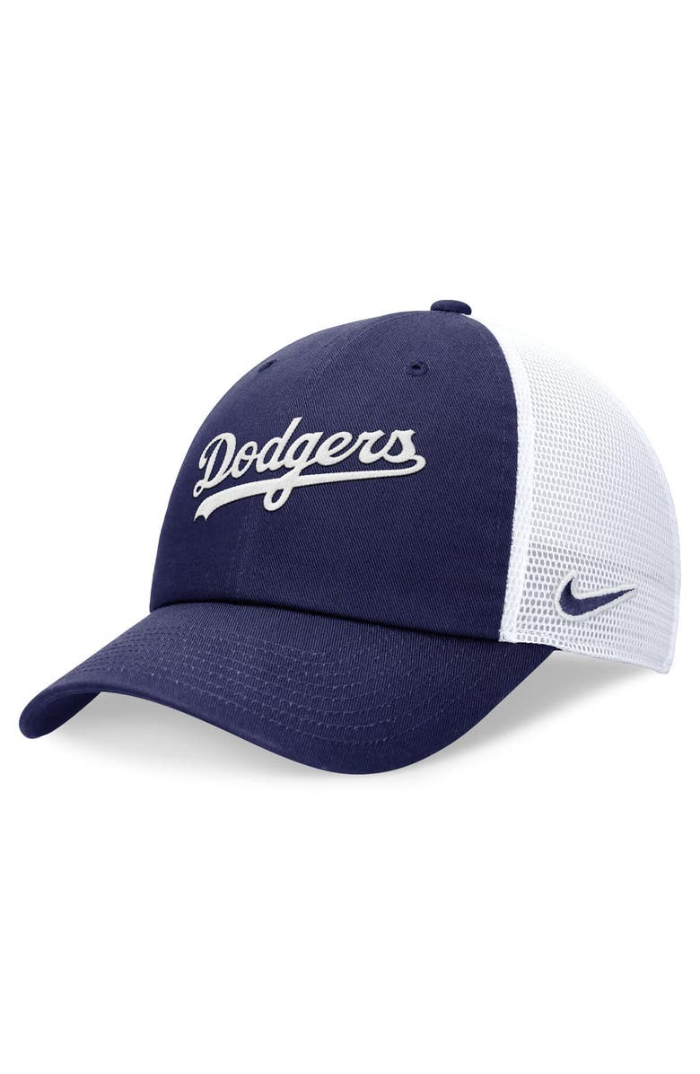 Nike Men's Nike Royal Los Angeles Dodgers Evergreen Wordmark Trucker Adjustable Hat, Main, color,