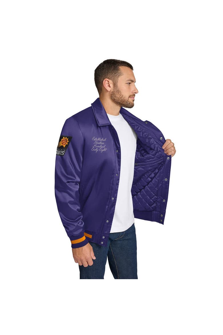 Men's Tommy Jeans Purple Phoenix Suns Jacob Chain Stitch Applique Full-Snap Varsity Jacket, Alternate, color, Purple