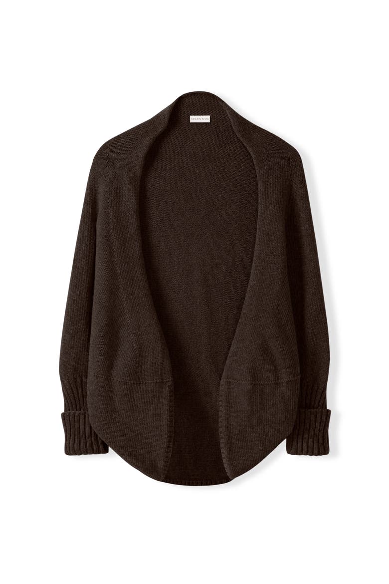 Long Sleeve Cocoon Cardigan, Alternate, color, Chocolate