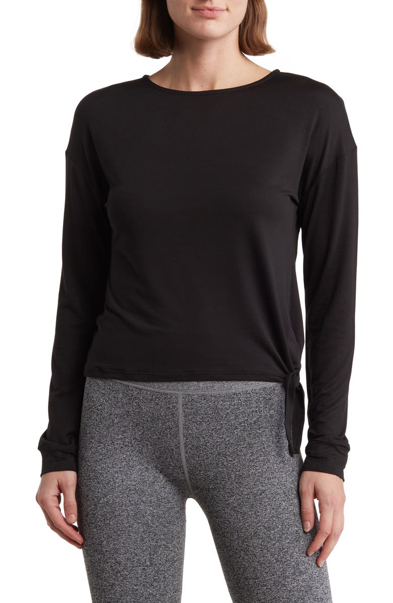 KYODAN Long Sleeve Side Tie Moss Jersey Top, Main, color,