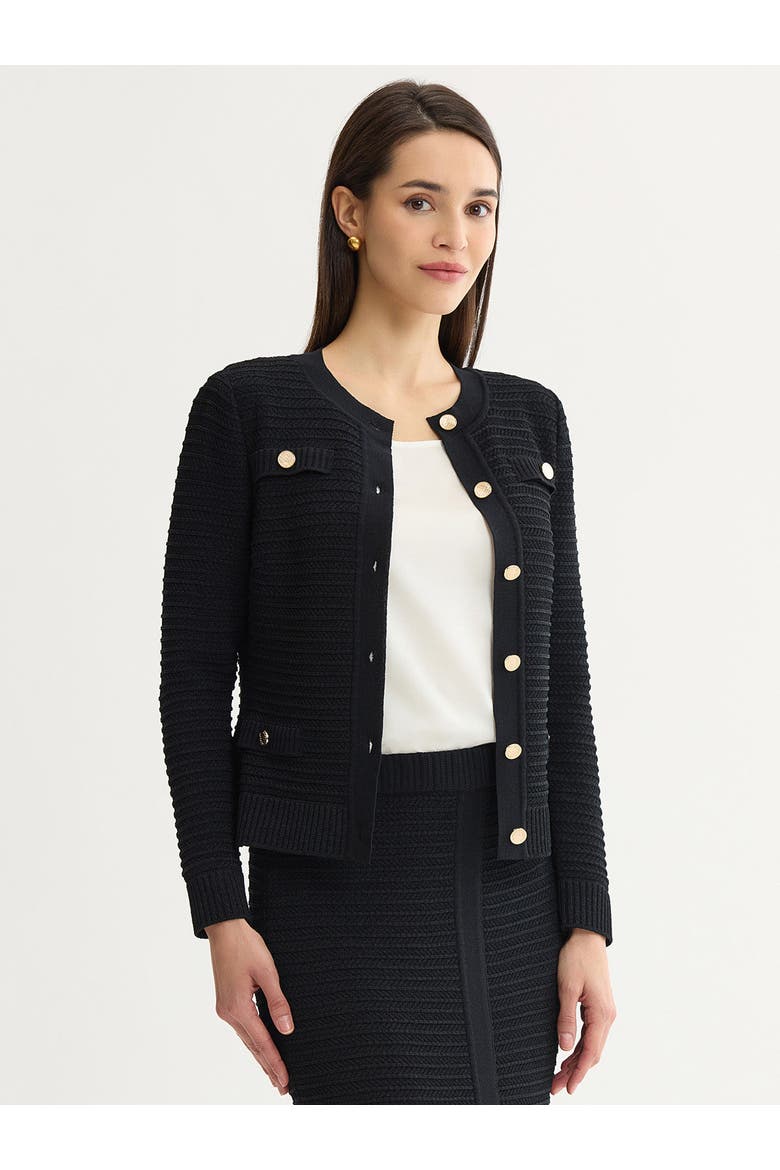 Monochromatic Ottoman Knit Jacket, Alternate, color, Black
