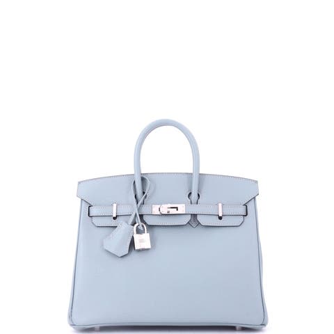 Birkin Handbag Blue Epsom with Palladium Hardware 25