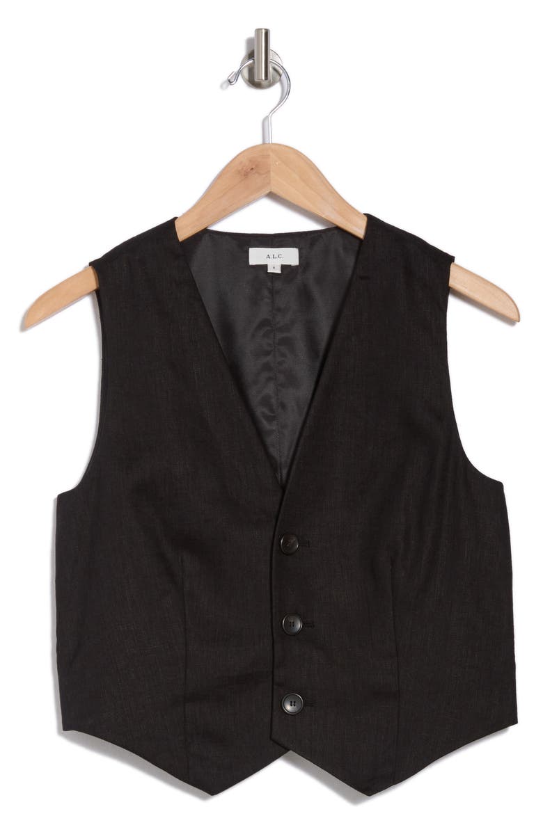 A.L.C. Maxwell Linen Vest, Alternate, color, Black
