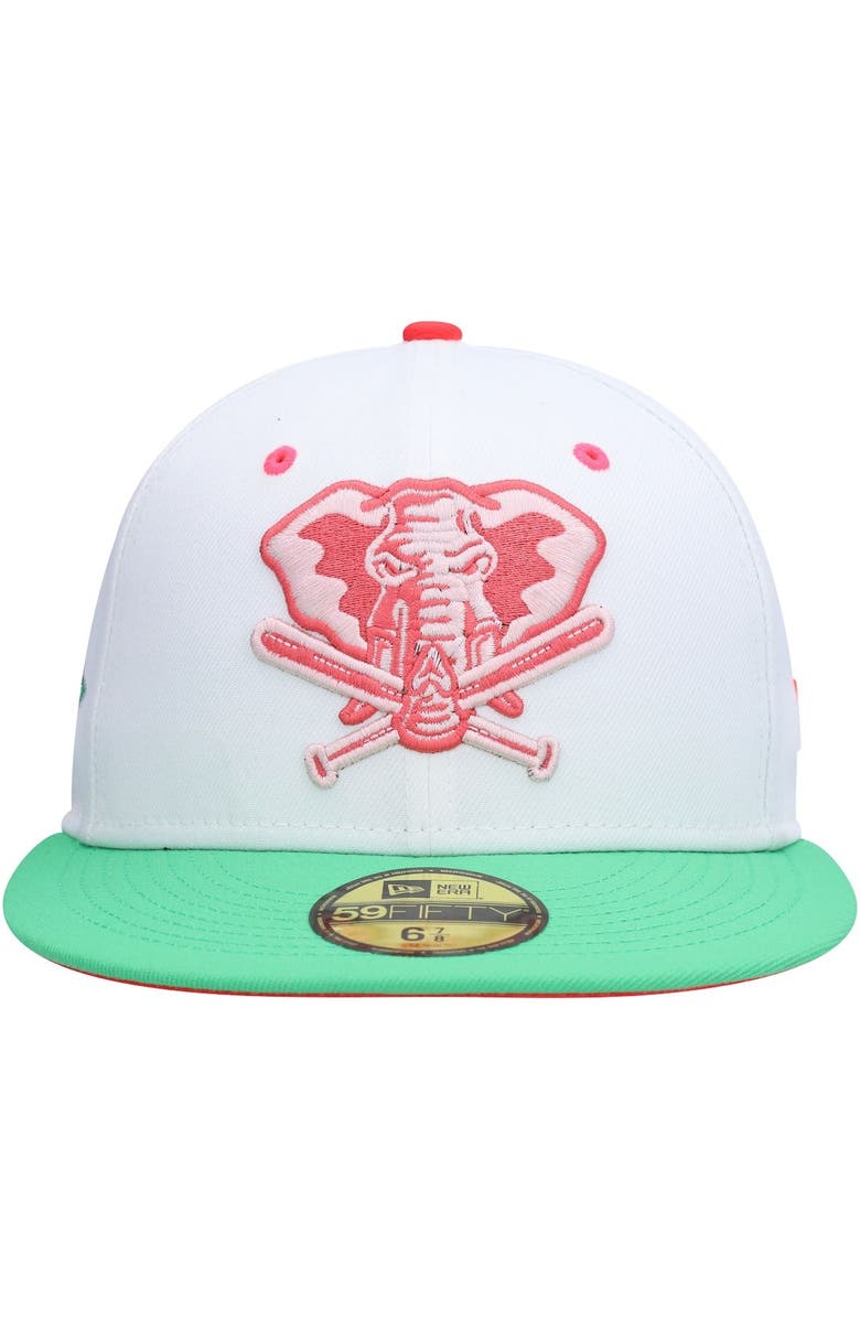 New Era Men's New Era White/Green Oakland Athletics Alternate Logo Watermelon Lolli 59FIFTY Fitted Hat, Alternate, color, White