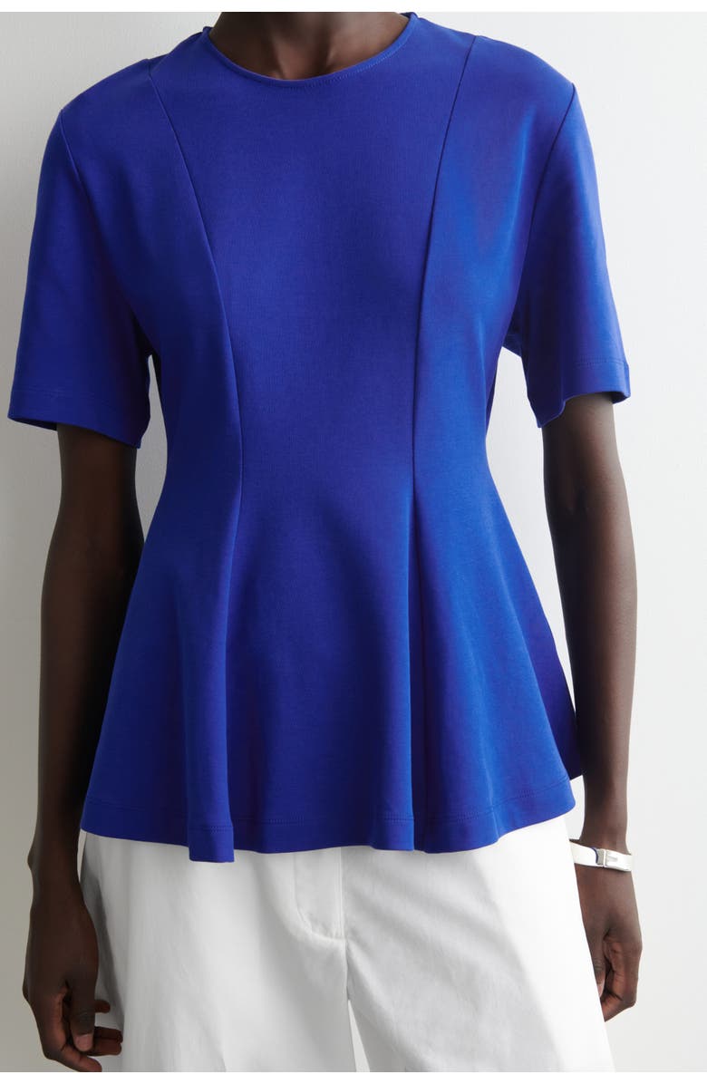 COS Waisted Cotton T-shirt, Alternate, color, Cobalt Blue