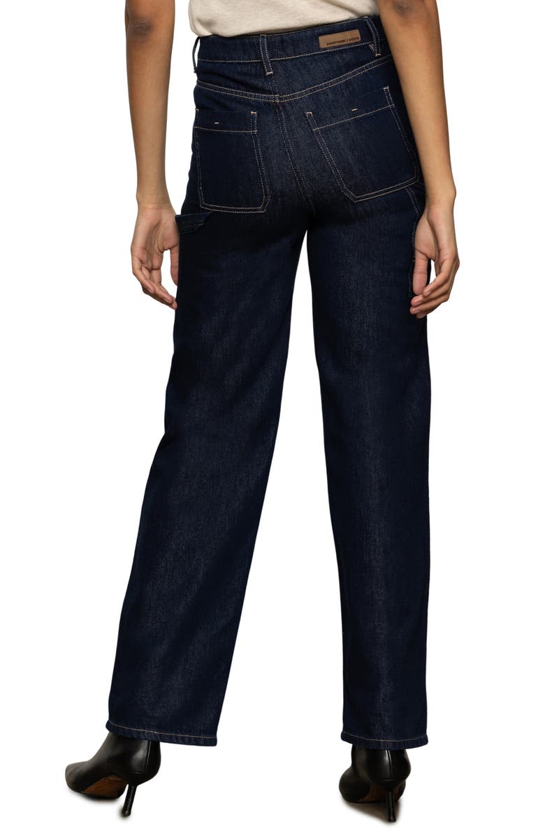 Sanctuary Soleil '90s High Waist Straight Leg Carpenter Jeans, Alternate, color, Indigo Dark Raw Rinse
