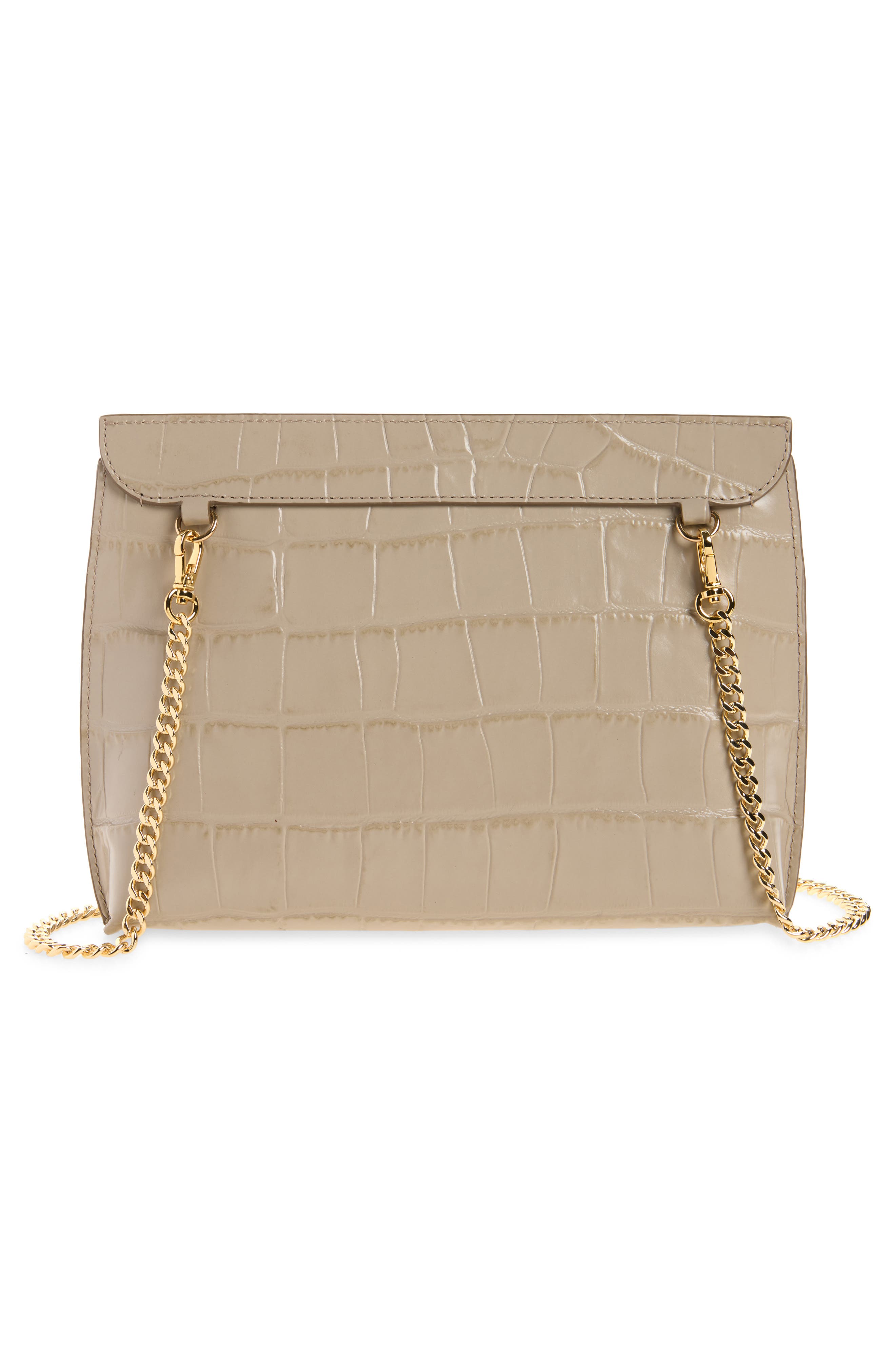 Large Stylist Croc Embossed Clutch, Alternate, color, LIGHT TAUPE
