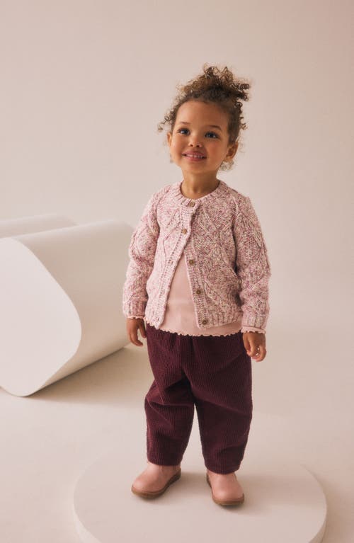 Next Kids' Diamond Chunk Knit Cardigan In Pink