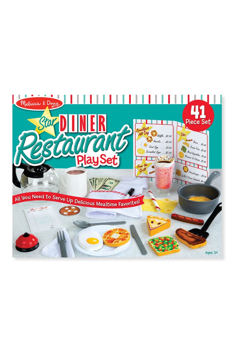 Star Double Sided Diner & 41-Piece Restaurant Playset, Alternate, color, MULTI