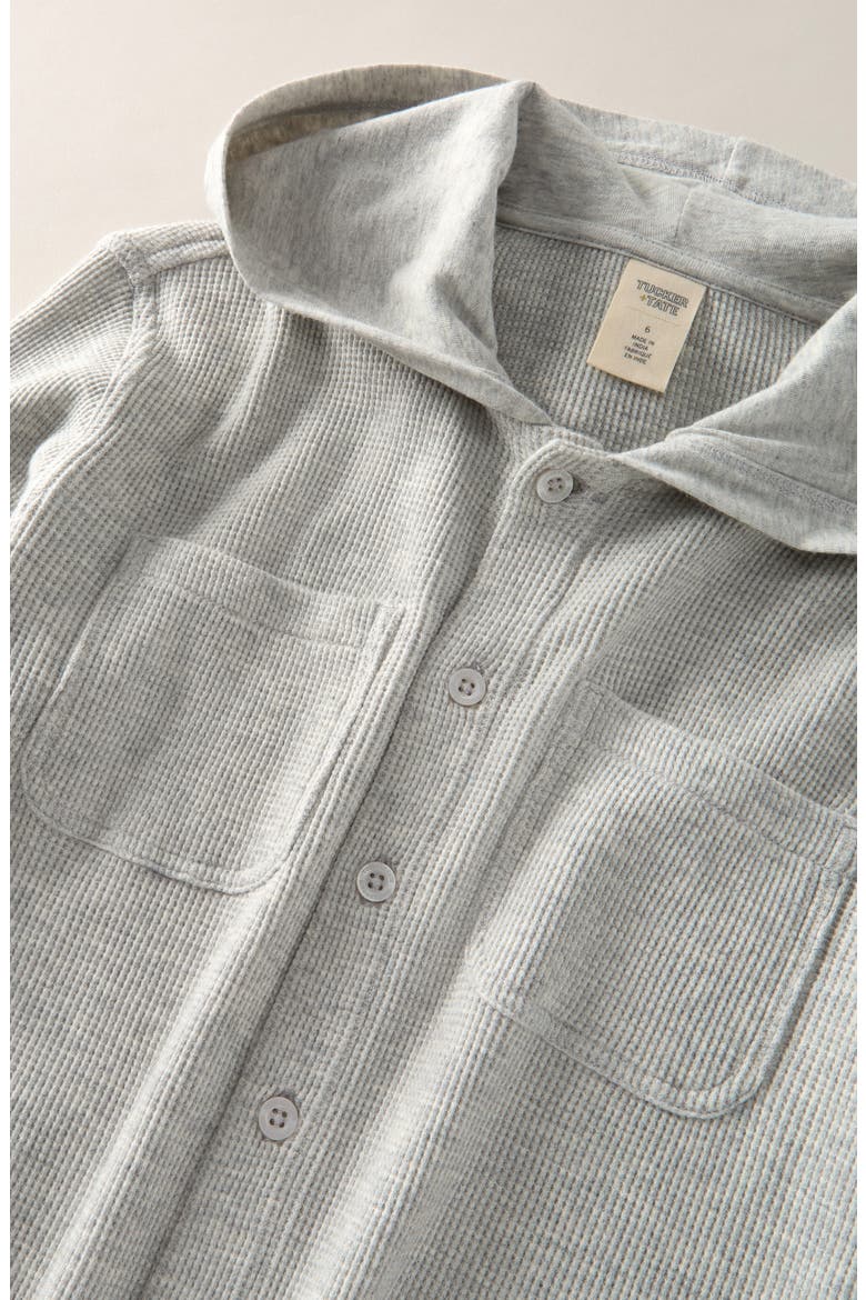 Kids' Hooded Waffle Stitch Button-Up Shirt, Alternate, color, GREY LIGHT HEATHER