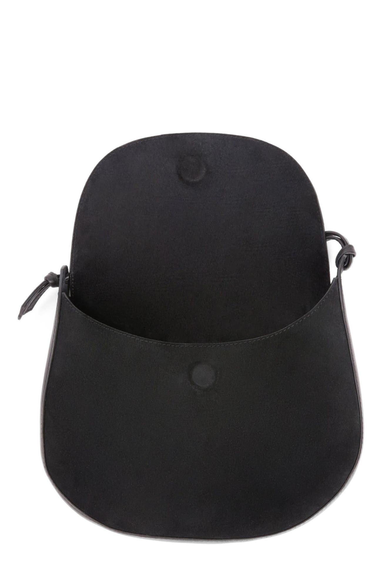Juliette Half-Moon Leather Shoulder Bag, Alternate, color, Black Suede