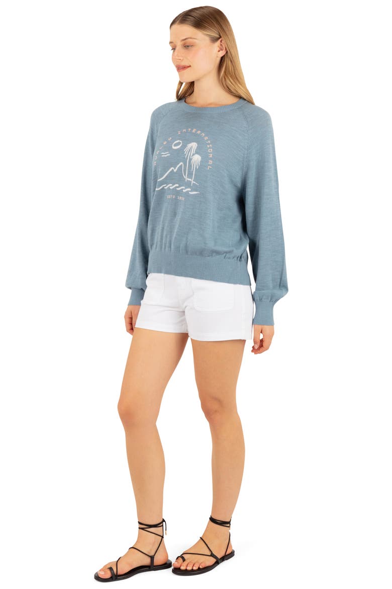 Passport Cotton Crewneck Sweater, Alternate, color, SAILING
