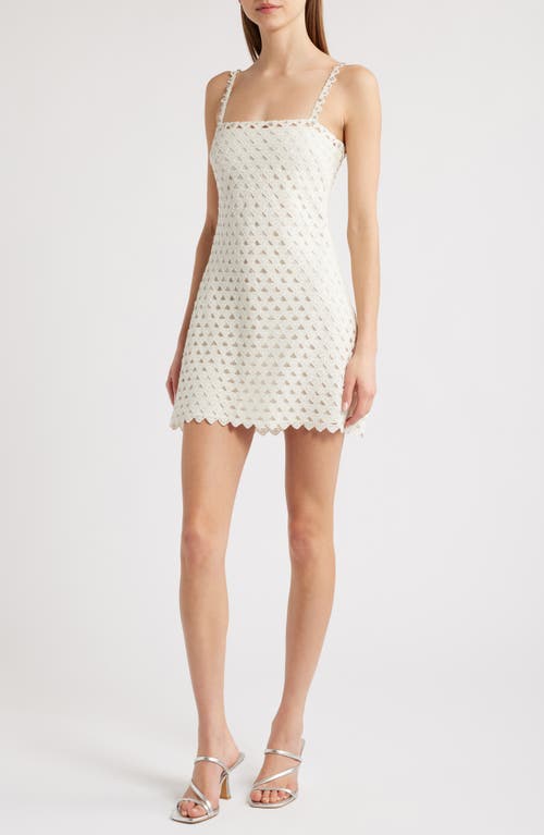 Loveshackfancy Camara Heart Lace Mini Dress In Optic White