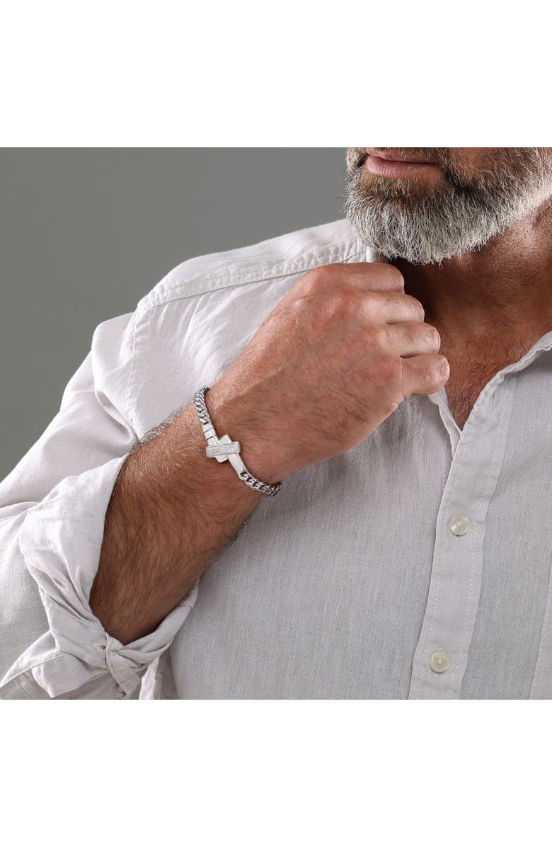 Julianna B. Diamond Crossover Motif Curb-Link Chain Bracelet, Alternate, color, Diamond