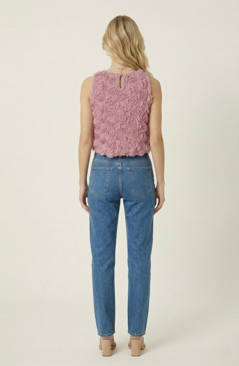 Modenaire Floral Appliqué Sleeveless Top, Alternate, color, Dusty Rose