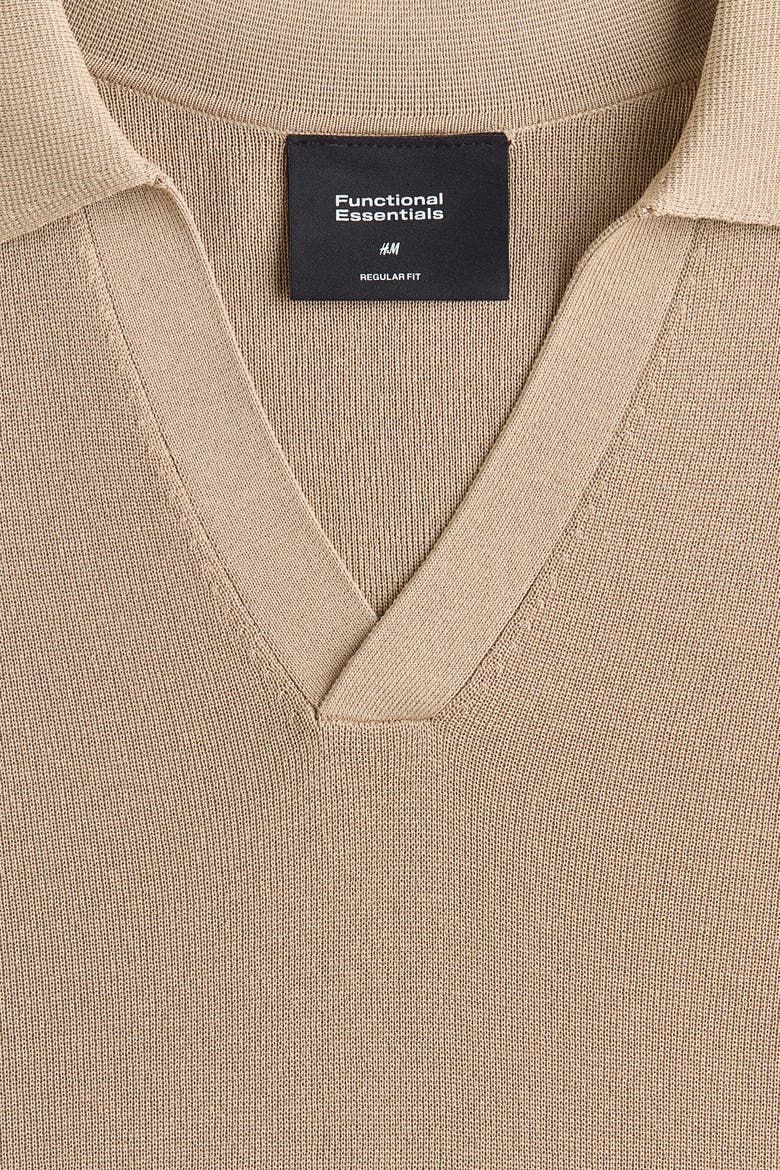 Cooling Regular-Fit Knit Polo Shirt, Alternate, color, Beige