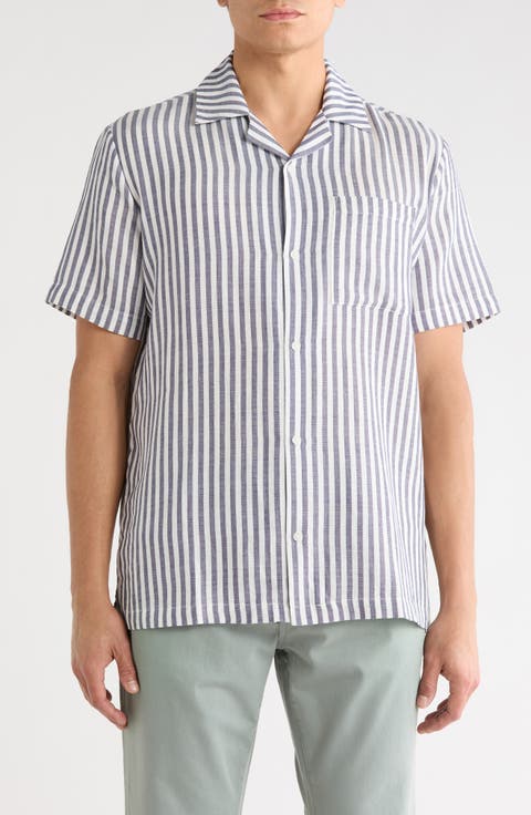 Striped Cotton Camp Shirt
