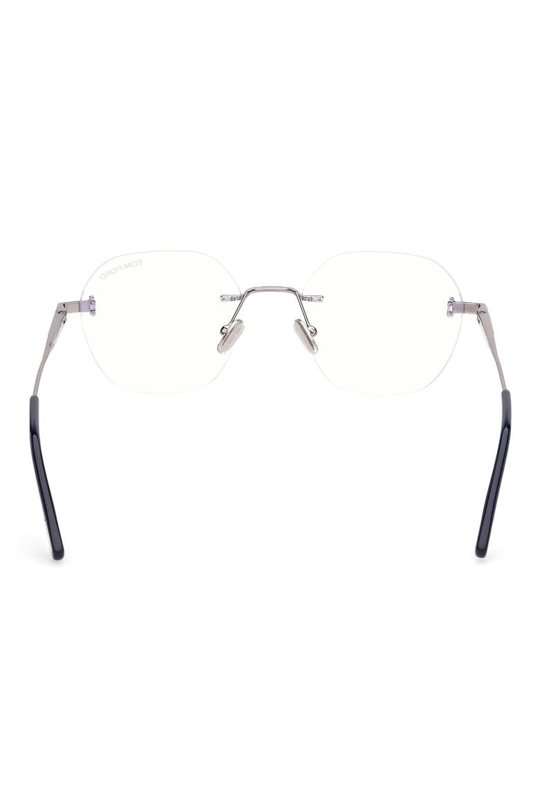 52mm Geometric Optical Glasses, Alternate, color, LIGHT RUTHENIUM / NAVY BLUE