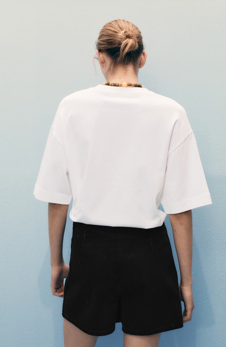 MANGO Faux Wrap Denim Skort, Alternate, color, Black Denim