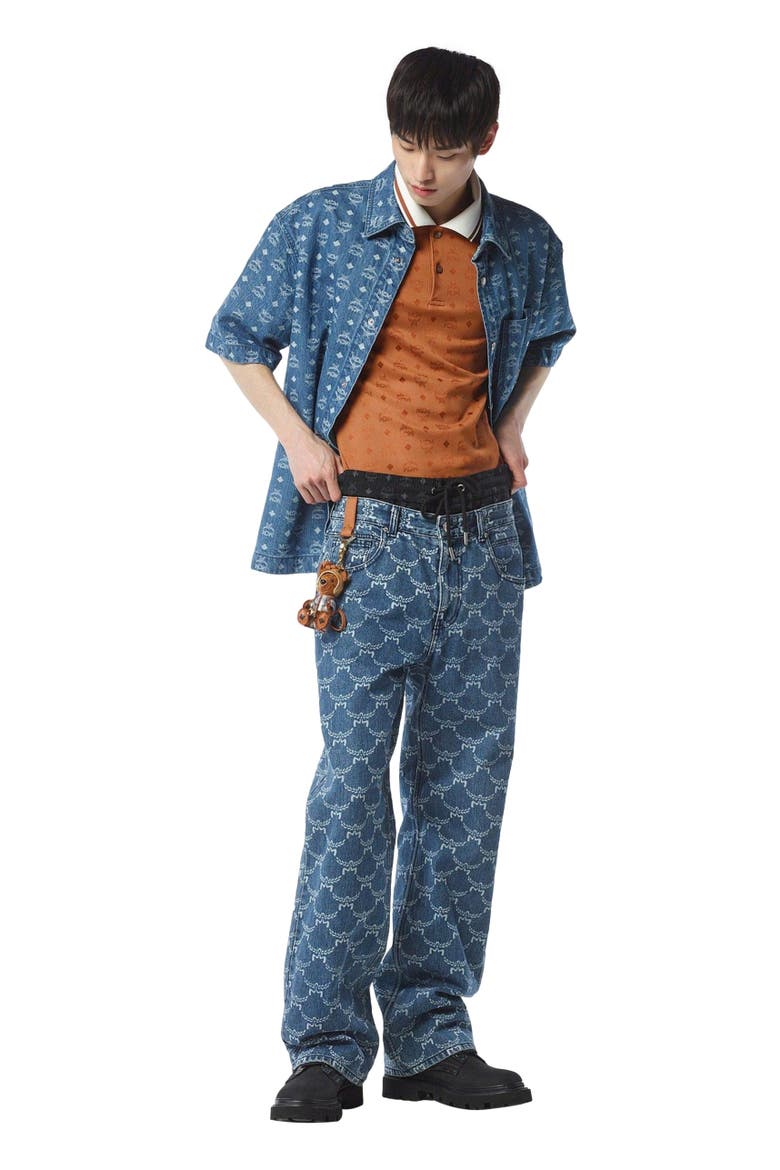 Monogram Shirt in Denim Jacquard, Main, color, Blue