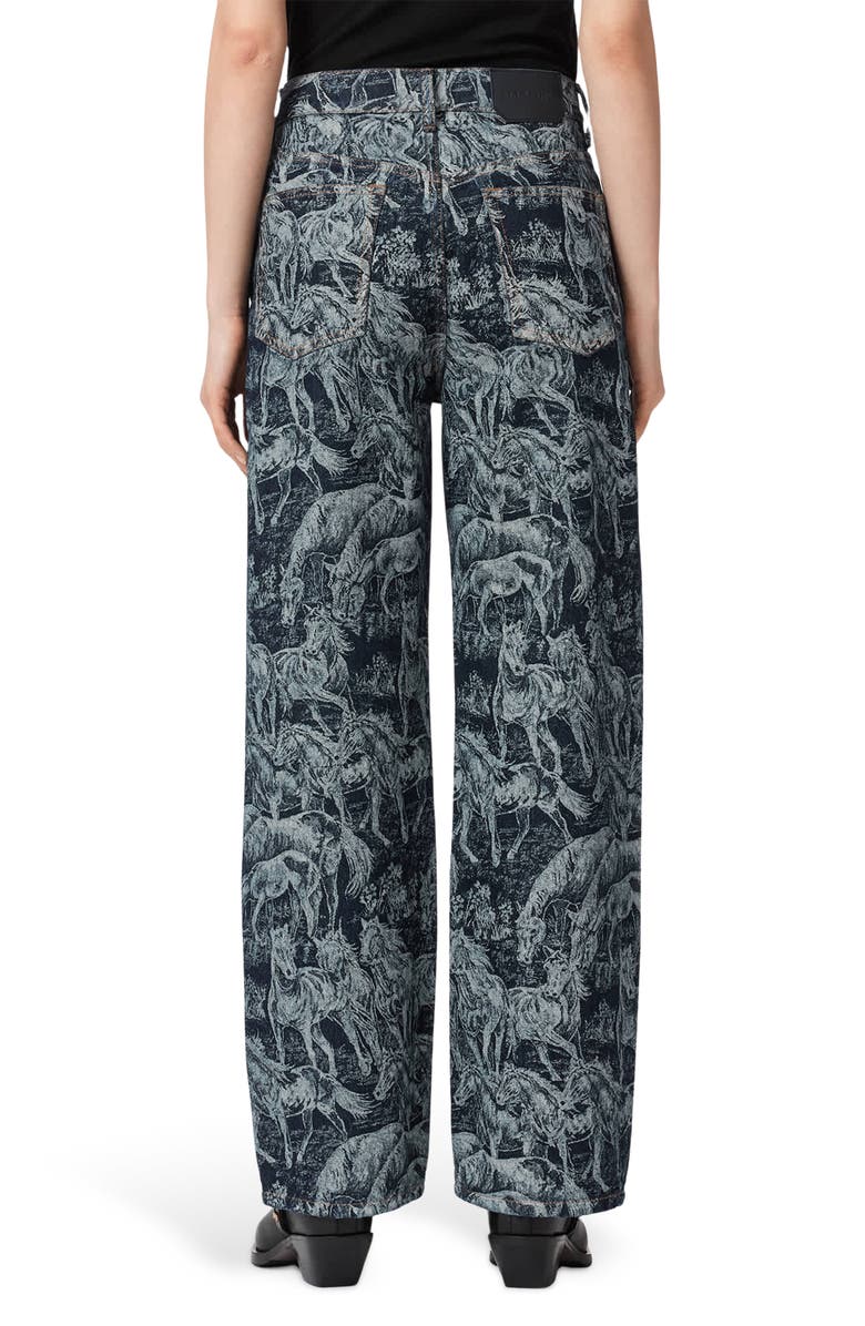 AllSaints Blake Leopard Print Wide Leg Jeans, Alternate, color, Printed Indigo