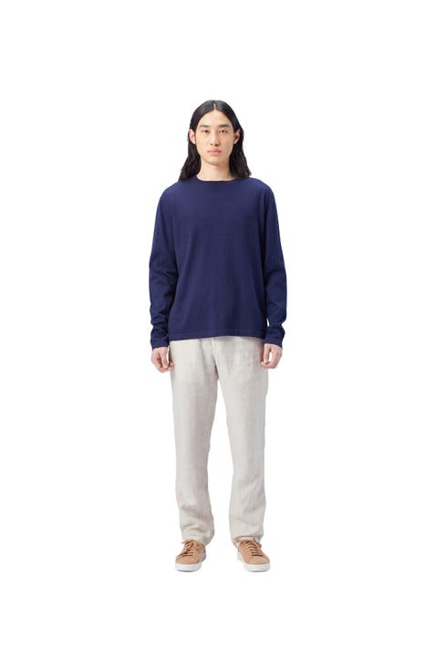 Men's Crewneck Cotton Silk Cashmere Blend Sweater