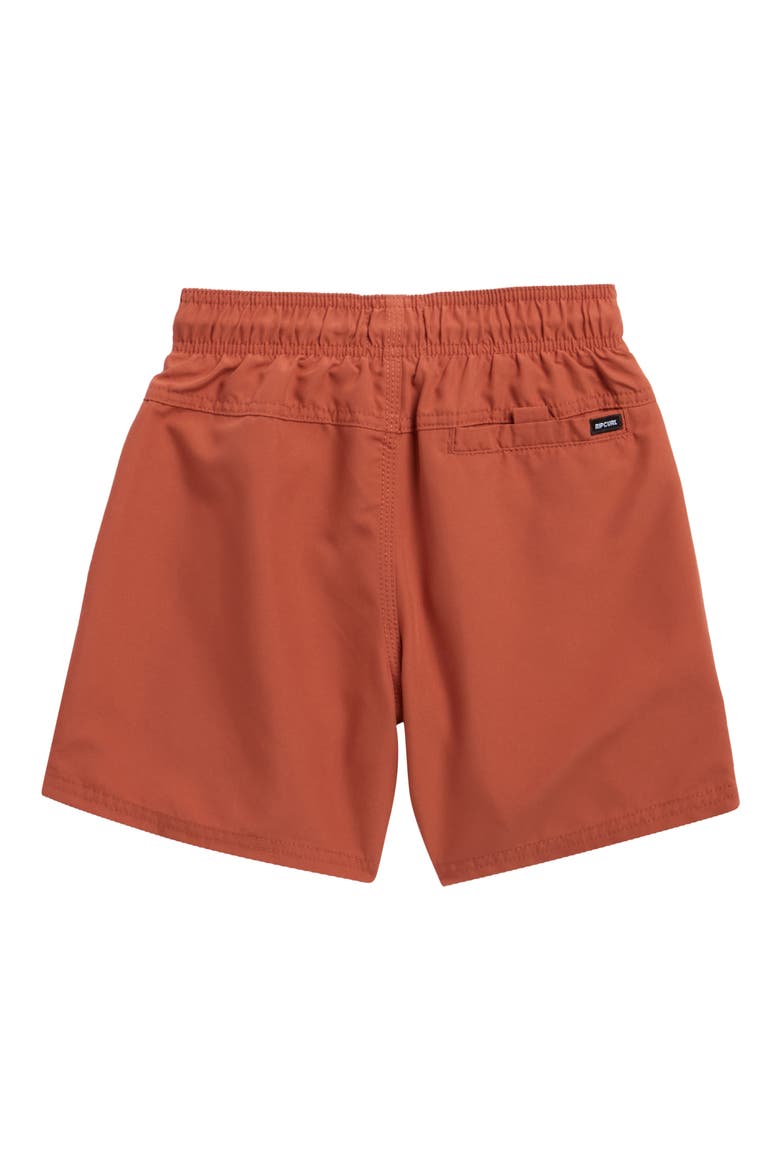 Kids' Streamline Offset Volley Swim Trunks, Alternate, color, BAKED CLAY