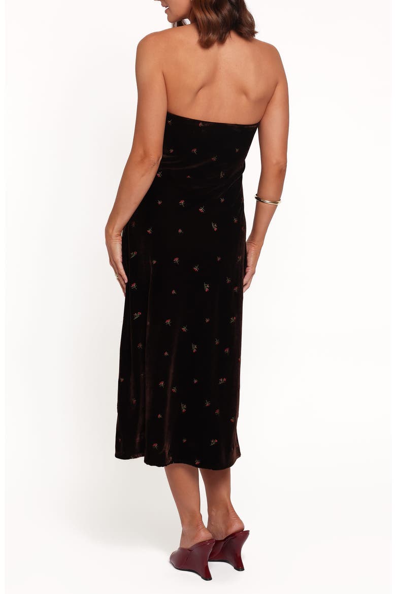 Enrique Halter Neck Velvet Midi Dress, Alternate, color, BROWN FLORAL