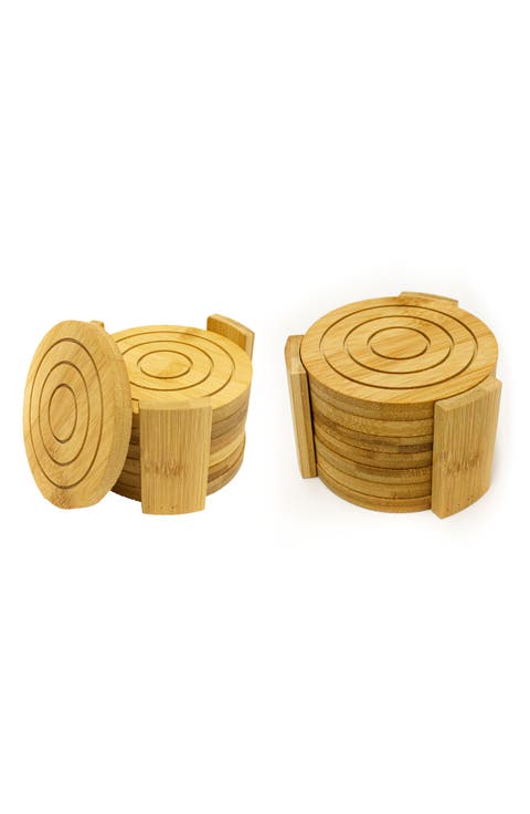14-Piece Bamboo Coaster Set