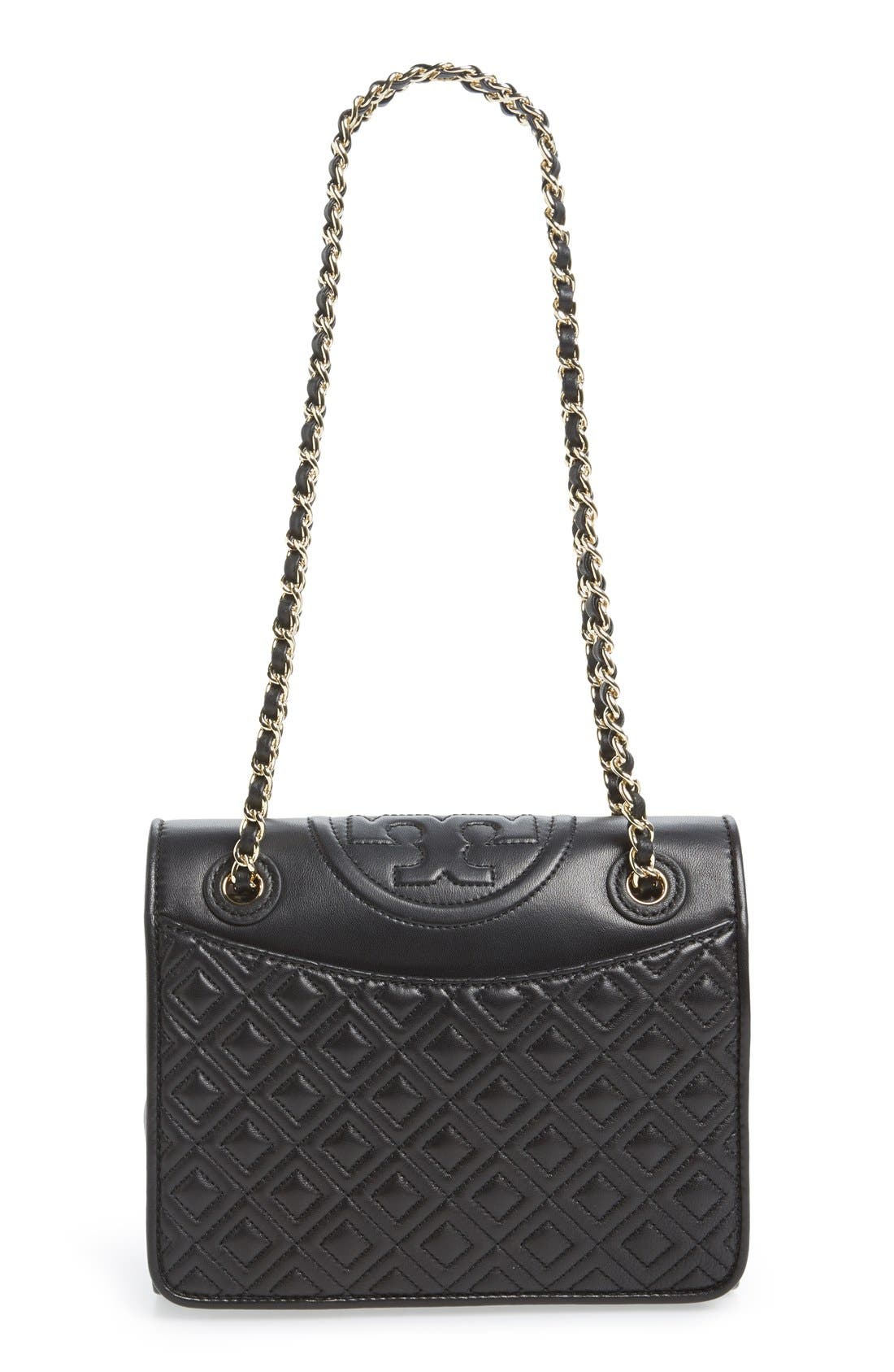 'Medium Fleming' Leather Shoulder Bag, Main, color, BLACK