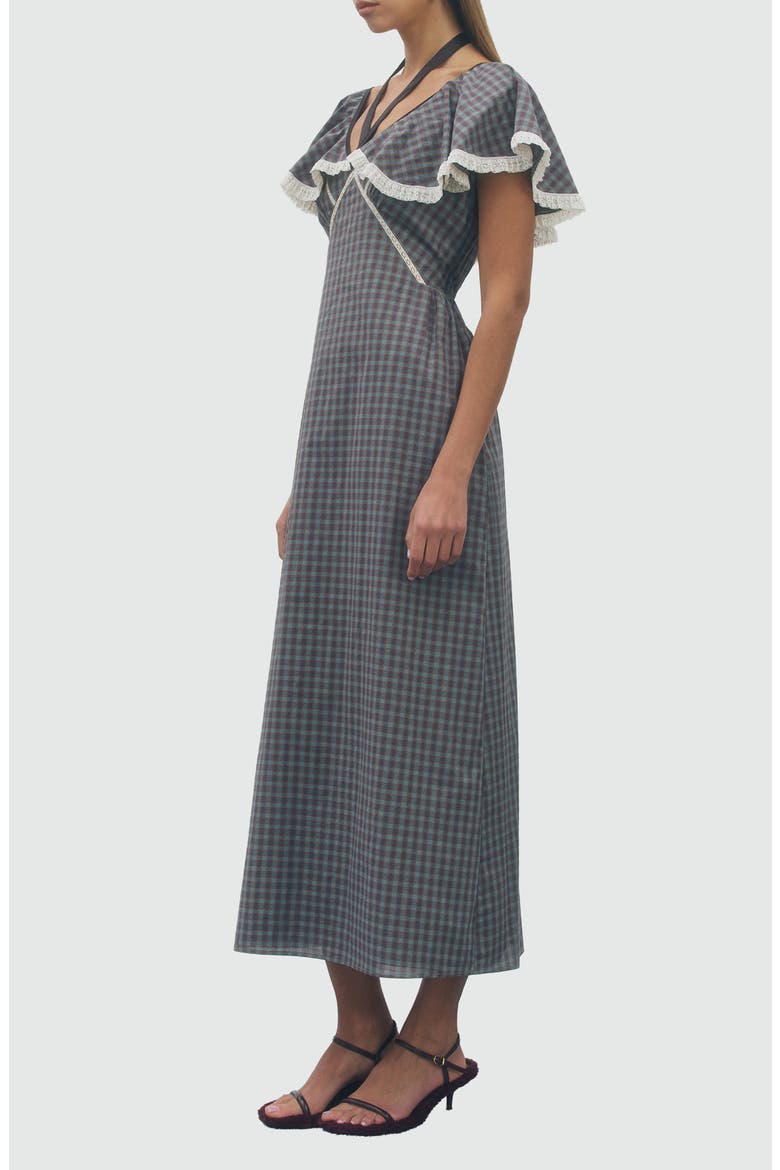 Valerie Cotton Plaid Midi Dress, Alternate, color, TEAL MULTI