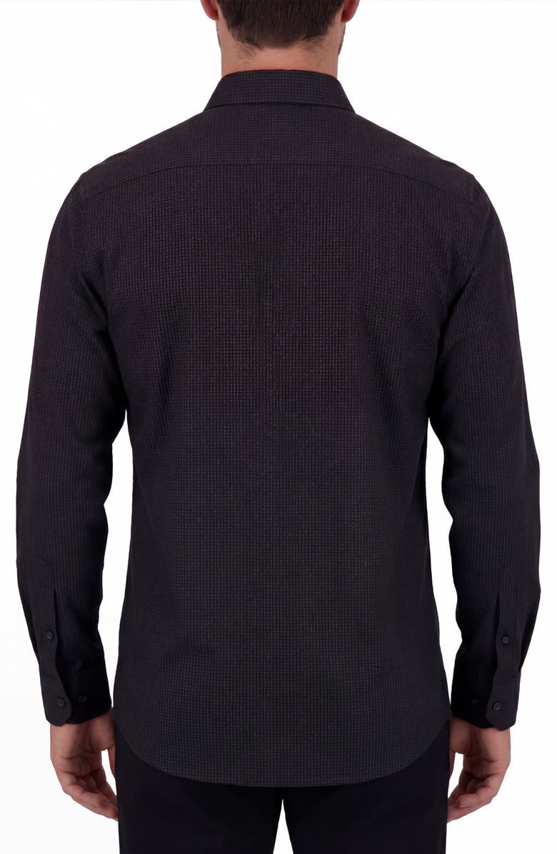 Report Collection Regular Fit Box Print 4-Way Stretch Button-Up Shirt, Alternate, color, Black