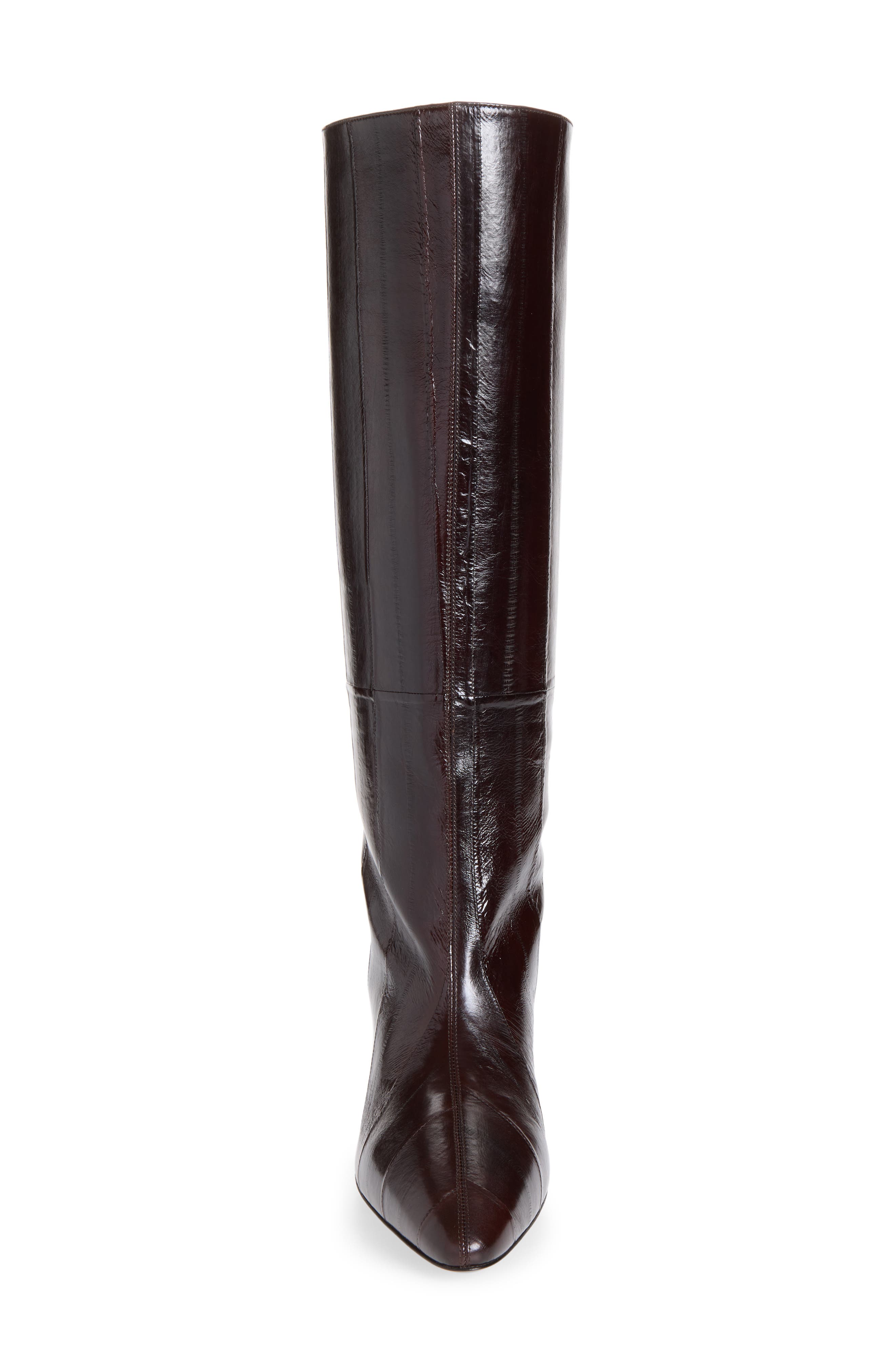 Silhouette Pointed Toe Eelskin Boot, Alternate, color, EEL DARK BROWN