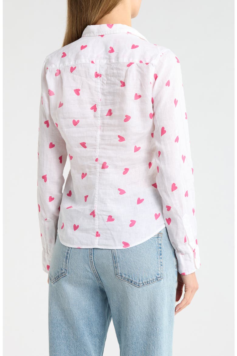 Tailored Button-Up Shirt, Alternate, color, PINK MESSY HEARTS