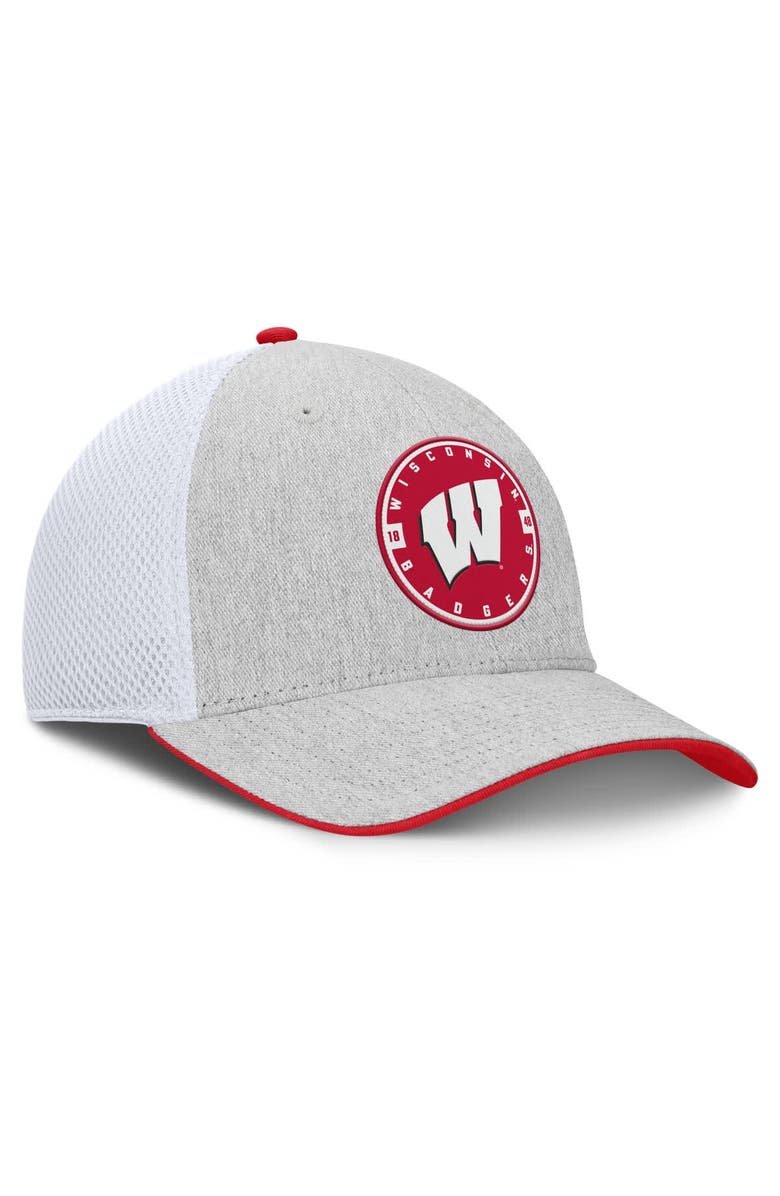 FANATICS Men's Fanatics  Heather Gray Wisconsin Badgers Trigger Flex Hat, Alternate, color, 