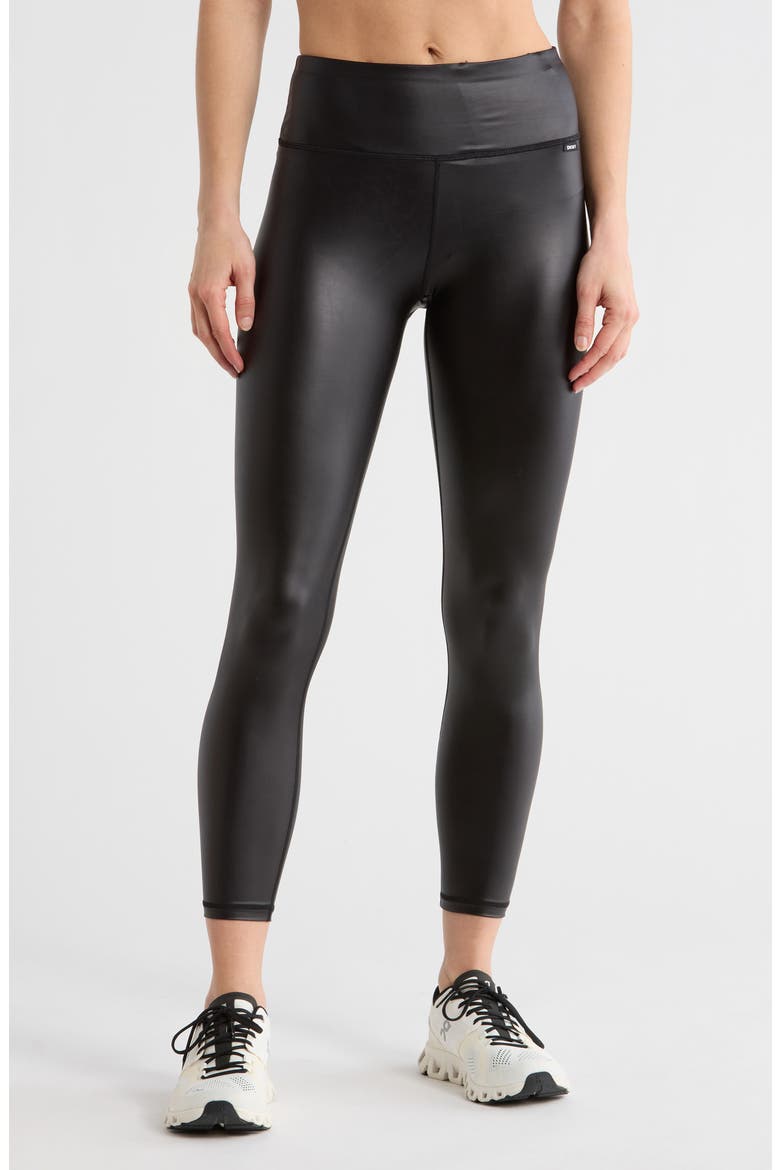 High Waist Faux Leather Leggings, Main, color, BLACK