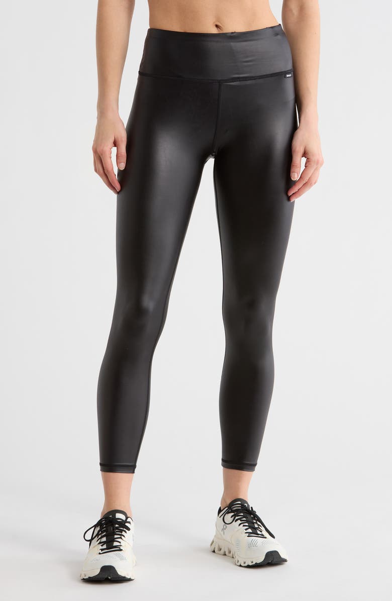 DKNY High Waist Faux Leather Leggings, Main, color, Black
